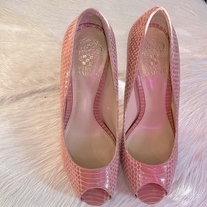 Vince camuto rose blossom glazed snake heels